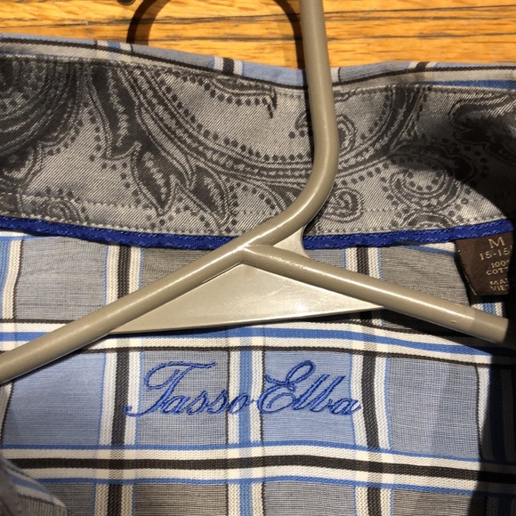 Tasso Elba Plaid Dress Shirt Medium - Picture 3 of 9